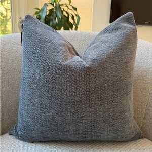 Soho Studio Textured Throw Pillow – 21x21 Blue Gray Decorative Accent Pillow